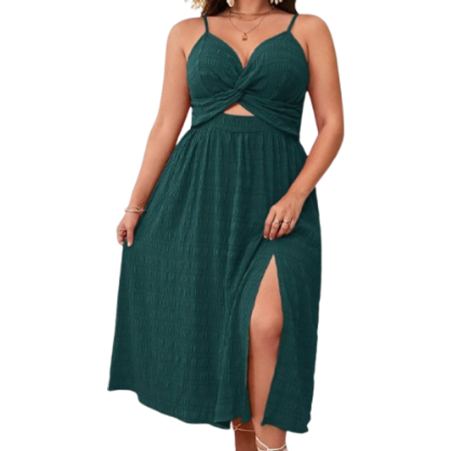 SHEIN Plus Size Women&#39;s Sleeveless Twist Knot Cami Summer Dress,Beach Dress Sundress,Holiday Outfits Boho