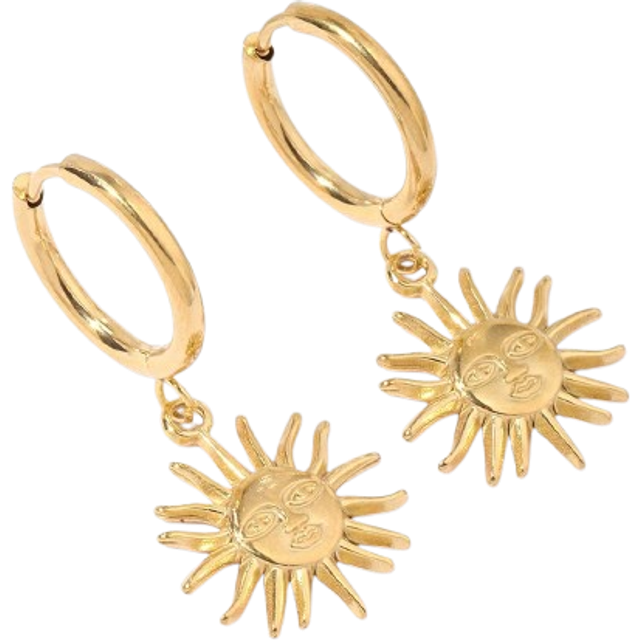 SHEIN French Vintage Style Titanium Steel Earrings, Sun Pendant Hoop Earrings With High-End Feeling