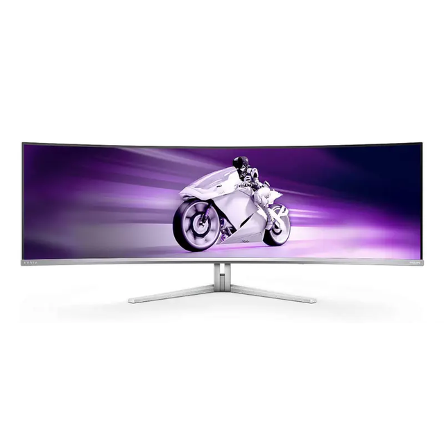 PHILIPS Evnia 49M2C8900LA - 49" DQHD OLED böjd spelskärm, 144 Hertz, 0,03 ms GtG, HDR400, Ambiglow (5120x1440, HDMI 2.1, DisplayPort 1.4, USB-C, USB-hub) vit