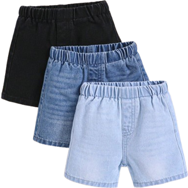 SHEIN Baby Boys&#39; Soft Washed Denim Shorts, Lightweight Fabric, Casual And Fashionable, Suitable For Spring And Summer Seasons