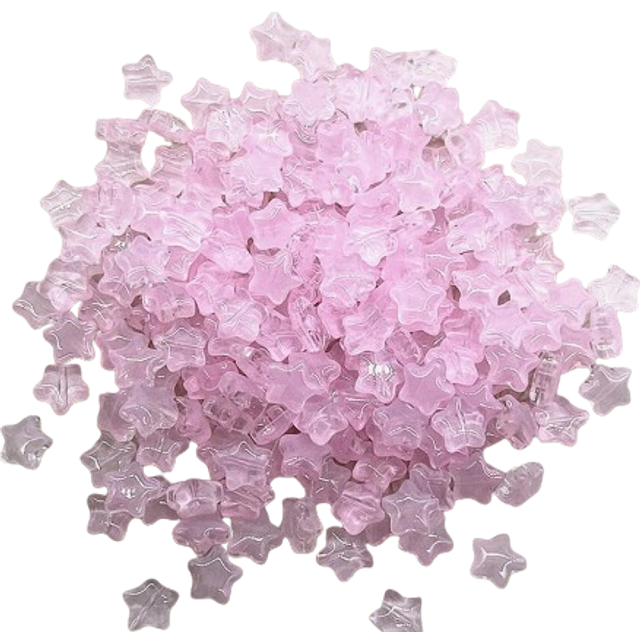 SHEIN 30pcs/set Simple Glass Pink Color Star Shaped DIY Bead For Women Men For Bracelet Necklace Making