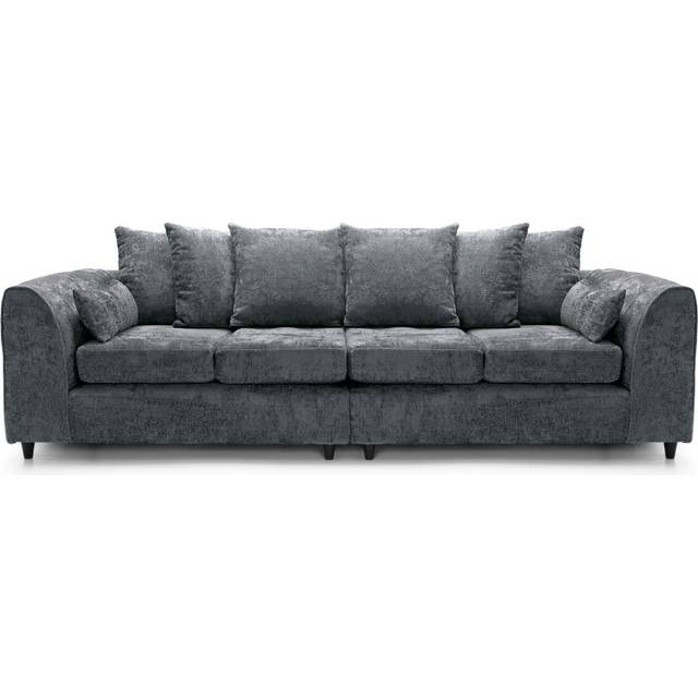 Harriet Crushed Chenille 4 Seater Sofa in Dark Grey - One Size