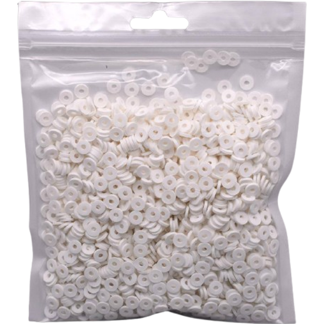 SHEIN 80g 3300pcs white color clay disc beads for DIY making