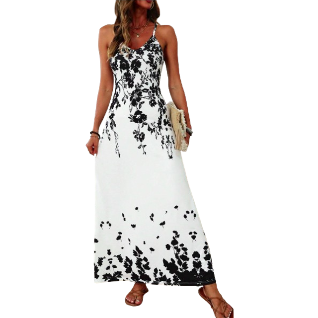 EMERY ROSE Tropical Floral Print Spaghetti Strap Sexy Women Dress Maxi Women Outfit