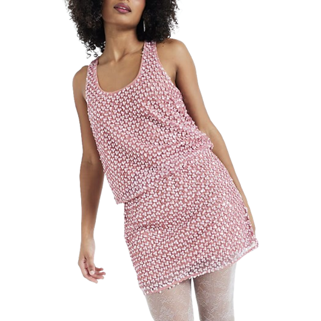 River Island Womens Pink Sleeveless Sequin Tank Top - 6