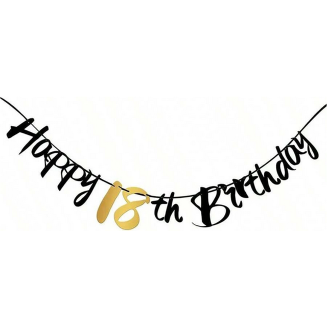SHEIN 1pc Black Paper Streamer Hanging Birthday Glitter Powder Banner For 16 18 21 30 40 50 60 Years Old Birthday Party Decoration Anniversary Flag Pulling,