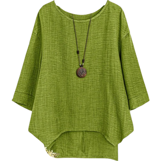 SHEIN Plus Size Solid Color Round Neck Casual Long Sleeve Shirt