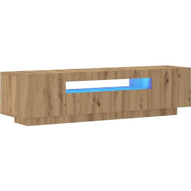 TV-bänk med LED-lampor artisan ek 160x35x40 cm konstruerat trä