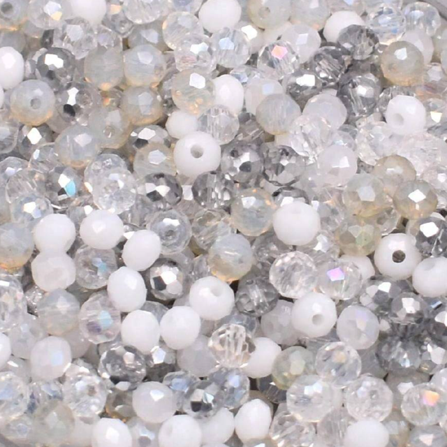 SHEIN 200pcs 4mm Round White color Mix Crystal Glass Beads For Jewelry Making