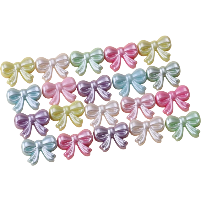 SHEIN 20pcs/Pack Random Color,Simple & Fashionable Abs Bowknot Beads With Horizontal Hole For Diy Jewelry Making,Good For Bracelet, Necklace, Pendant Valent