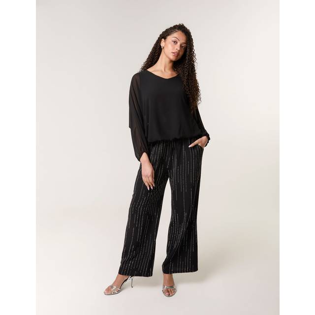 Blue Vanilla Black Sparkle Wide Leg Trousers - s/m