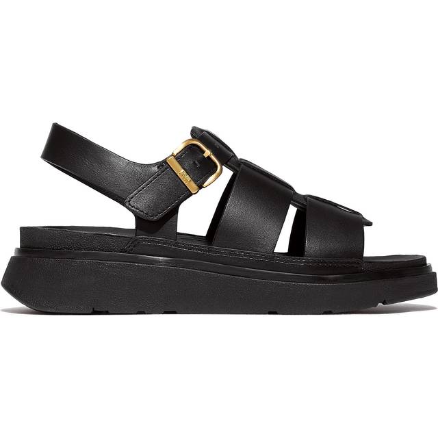 (UK 4) FitFlop GEN-FF LEATHER Womens Fisherman Sandals All Black