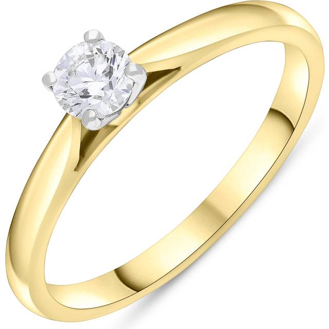 18ct Yellow Gold .26 Diamond 4 Platinum Claw Ring