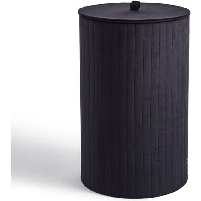 Modern Luxe Ribbed Velvet Laundry Basket - Black