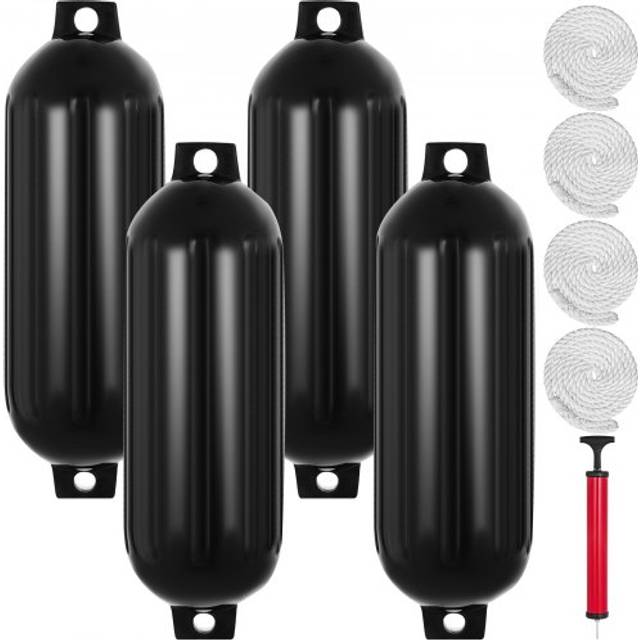 Vevor DNB8.5X27YCLWCHS1V0 8.5 x 27 in. 4 Ribbed Boat Fenders Vinyl Bumper Dock Shield Protection, Black