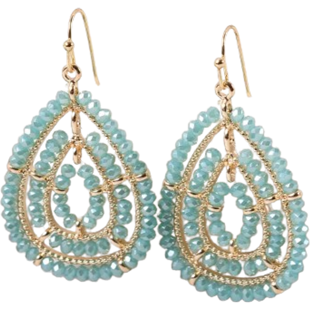 SHEIN 1 Pair Luxury Handmade Glass Bead Water Drop Earrings, Bohemian Style For Women, Gray, Black, Green, Pink, White, Orange, Purple, Champagne Color, Sui