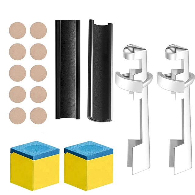 18 Pcs Pool Cue Repair Kit Include 2 Cue Clamp 10 Pool Cue Tips