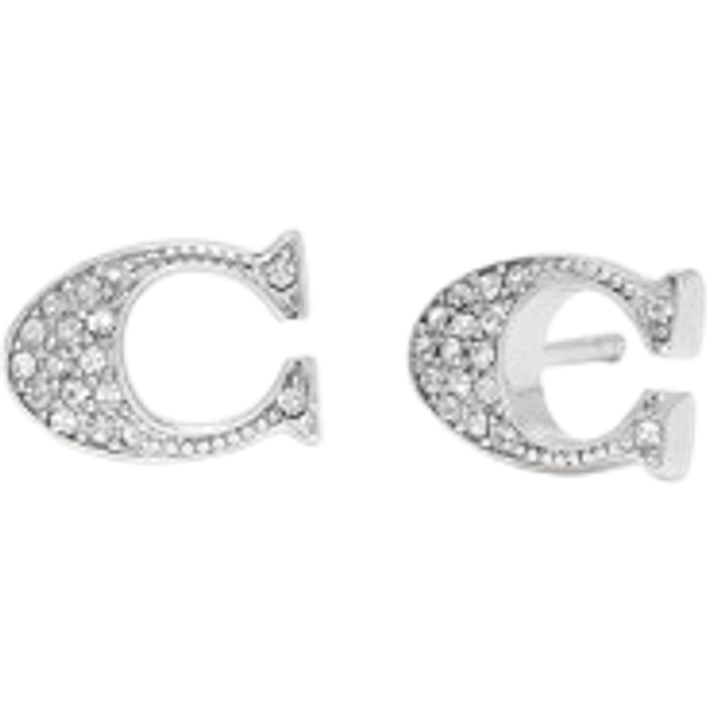 Coach Womens Signature C Stud Earring - Silver - One Size