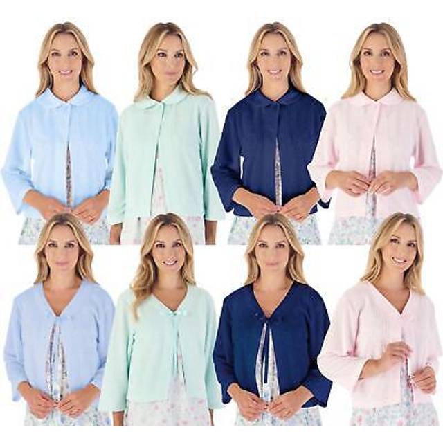 Slenderella waffle bed jacket button or ribbon fastening lightweight housecoat
