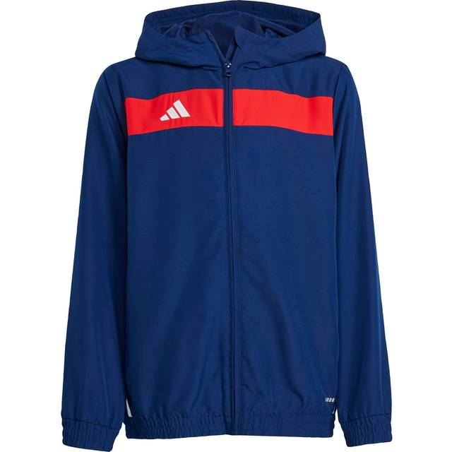 adidas Youth Tiro Essentials Woven Hoody - Navy/Red, Navy, Size 9-10 Years - 9-10 YEARS