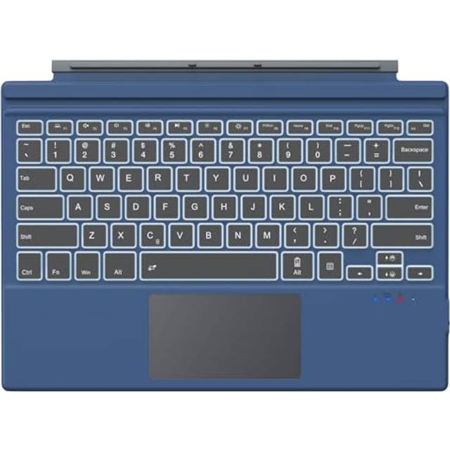 MoKo Type Cover Fit Microsoft Surface Pro 7 Plus/Pro 7/ Pro 6/ Pro 5/Pro 4/3, Ultra-Slim Wireless Bluetooth Tablet Keyboard with Trackpad, 7-Color LED Backlit, Built-in Rechargeable Battery, Indigo