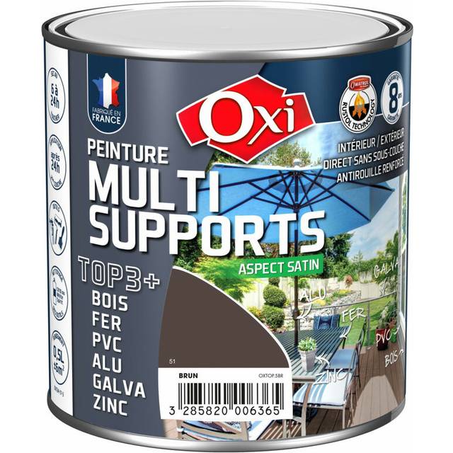 Multi-support paint wood iron aluminum galvanized zinc pvc metals brown 0.5l oxi