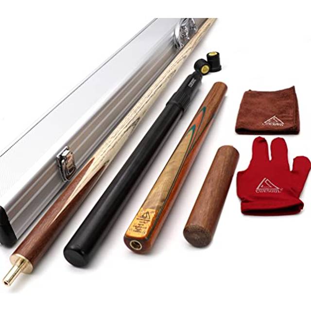 CUESOUL 57 Handcraft 3/4 Jointed Snooker Cue with Mini Butt End Extension Packed in Aluminium Cue Case (D304)