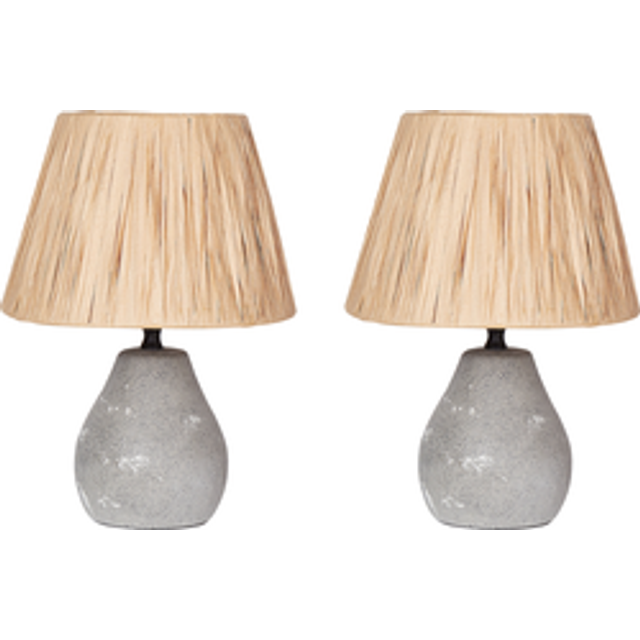 Set of 2 Table Lamps ARWADITO Ceramic Grey