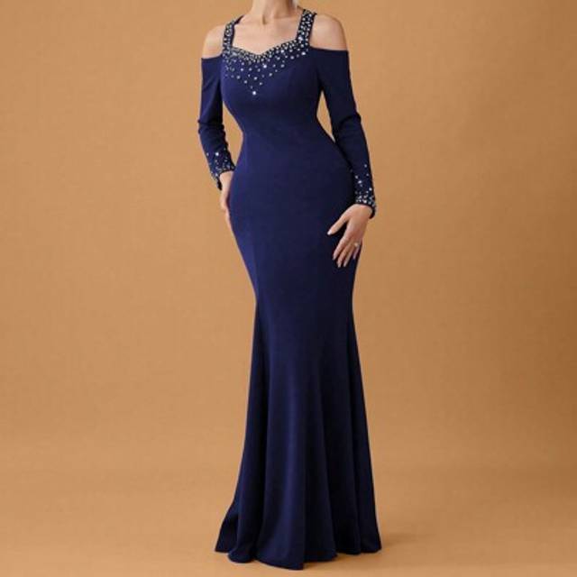 SHEIN Women&#39;s Elegant Rhinestone Mermaid Hem Formal Evening Dress, Wedding Guest Dress