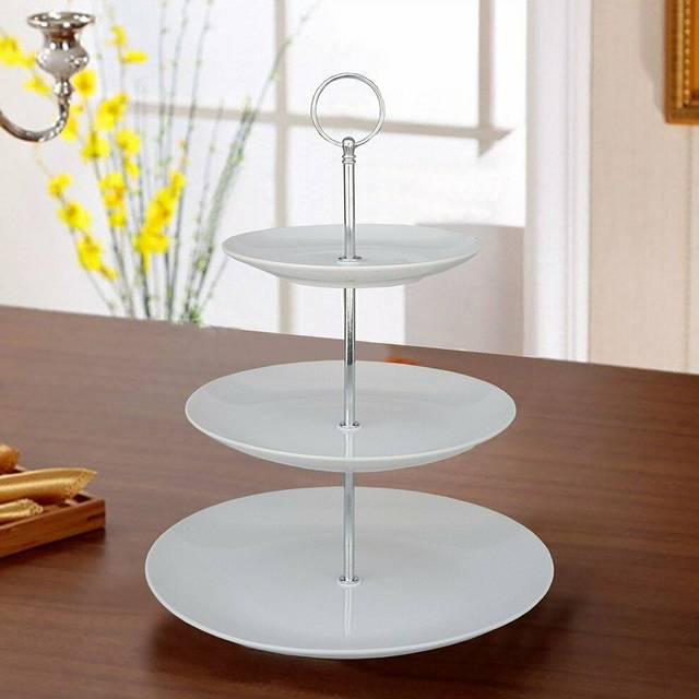 3 Tier Plastic Cake Stand Afternoon Tea Wedding Plates Party Embossed