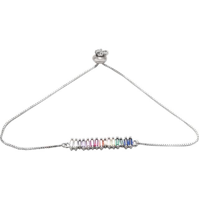 Gold Rainbow Bar Bracelet Crystal Girls Adjustable Chain Silver