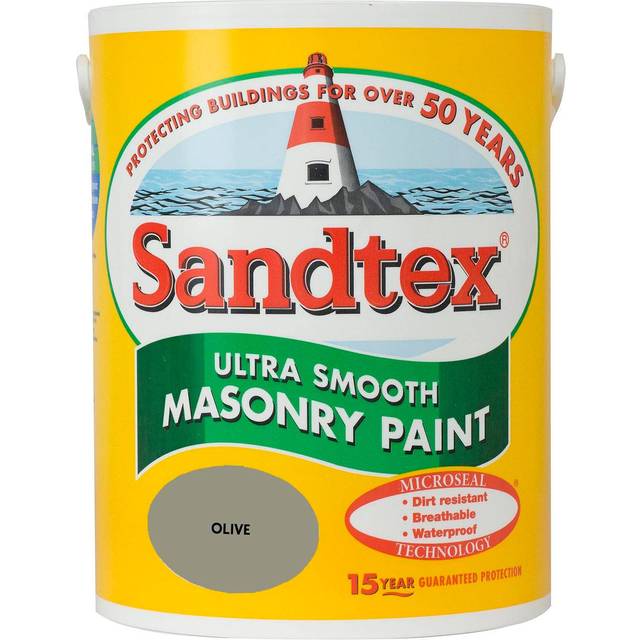 Sandtex Microseal Ultra Smooth Weatherproof Masonry 15 Year Exterior Wall Paint - Olive - 5L