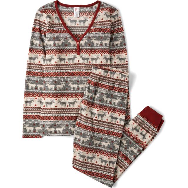The Children's Place Baby Women's Family Matching  Plaid Thermal Pajamas Sets  Winter Fairisle  Medium Adult