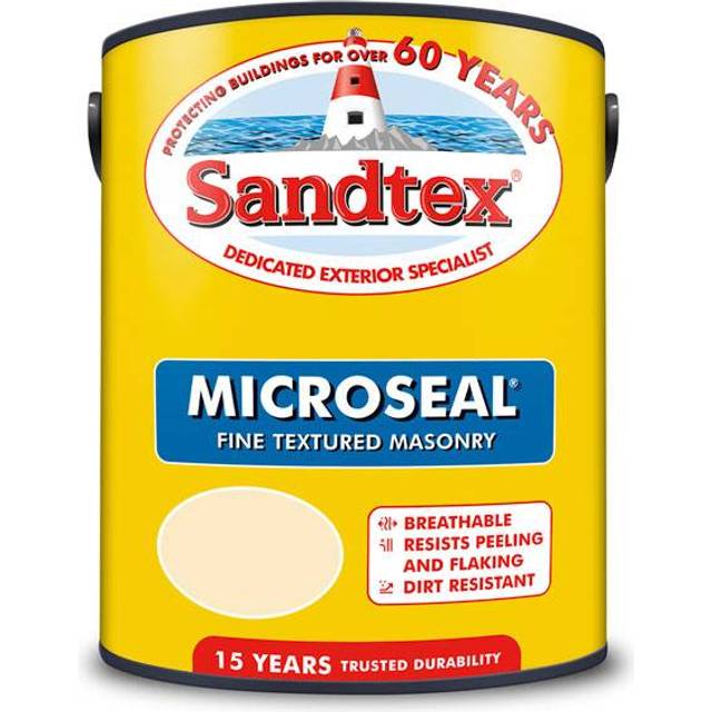 Sandtex Microseal Fine Textured Weatherproof Masonry 15 Year Exterior Wall Paint - Sandstone - 5L