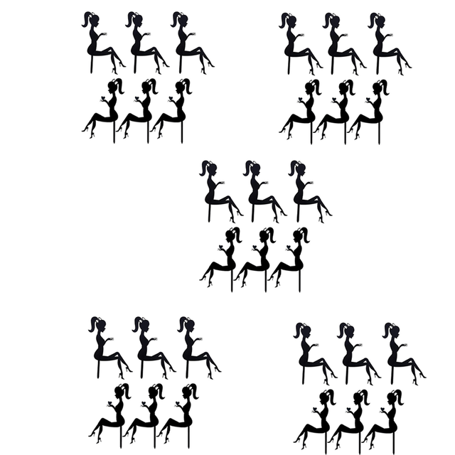 30PCS High Heels Woman Pattern Girl Birthday Cake Decoration Cake Topper(Black)