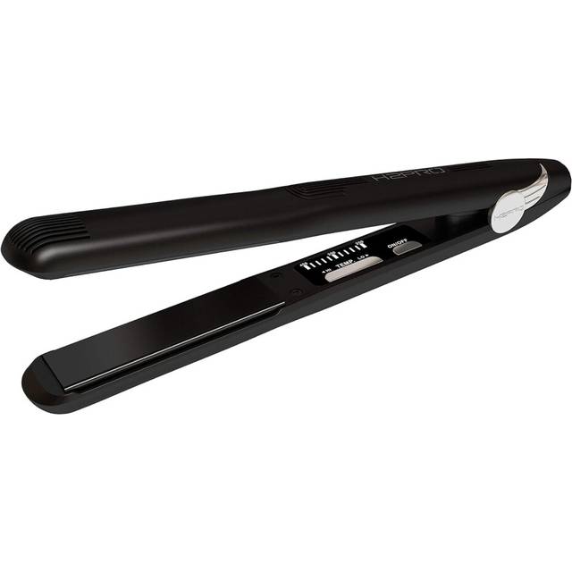 H2PRO Black Diamond 1 Inch Tourmaline Ceramic Straightening Iron  Cutting Edge Professional Flat Iron for All Hair Types