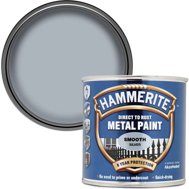 Hammerite 5084894 Direct to Rust Metal Paint - Smooth Silver Finish 250ML