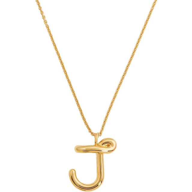Missoma Womens Gold Curly Initial 18ct Yellow Gold-plated Vermeil Recycled Sterling-silver Pendant Necklace - GOLD