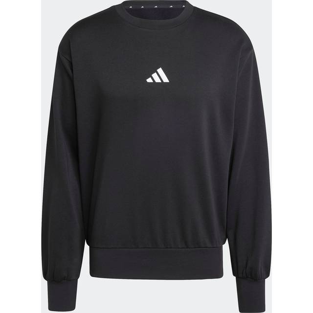 adidas Sportswear Mens Essentials Feelcozy Fleece Sweatshirt - Black, Black/White, Size 2Xl, Men - 2XL