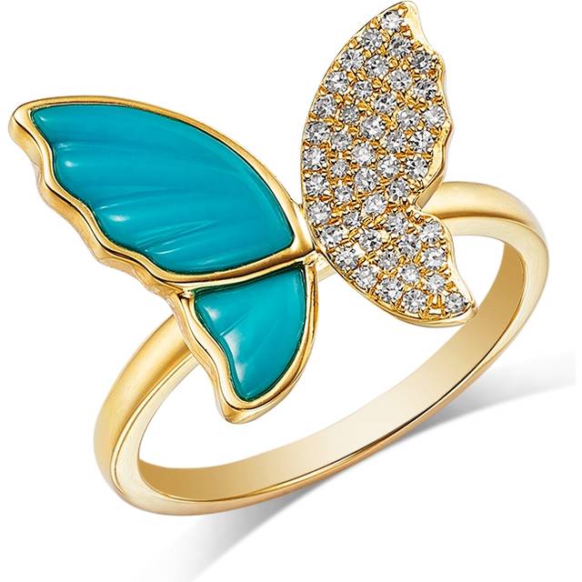 Bloomingdale's Fine Collection Turquoise & Diamond Butterfly Ring in 14K Yellow Gold