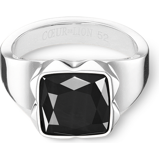 COEUR DE LION Ring Spikes Square Onyx silber-schwarz