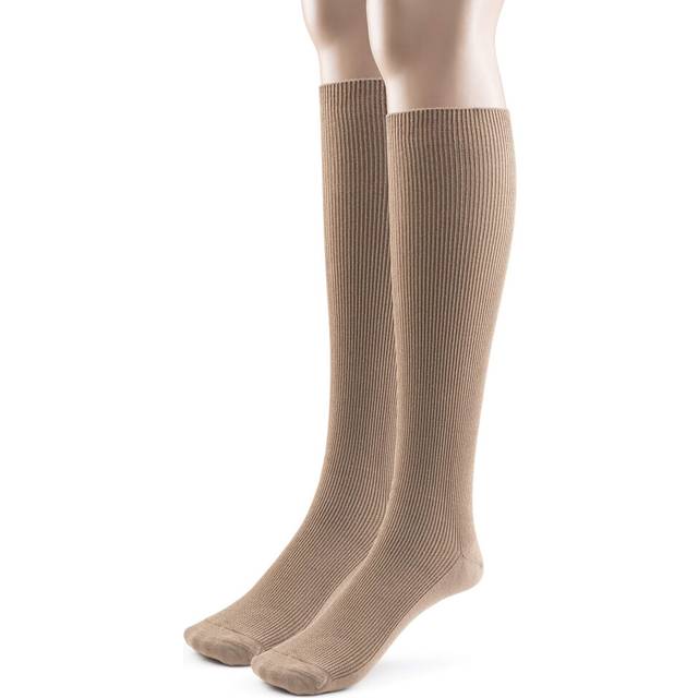 Silky Toes 1-2-4 Pk Modal Mens Knee High Socks (9-11, Khaki- 2 Pairs)