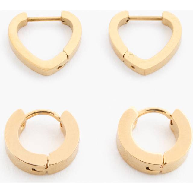 Small Huggie Hoop Earrings (2 Pairs) Gold