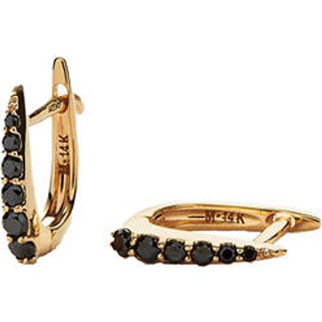 Fine Claw Huggies | 14ct Solid Gold/Black Diamond