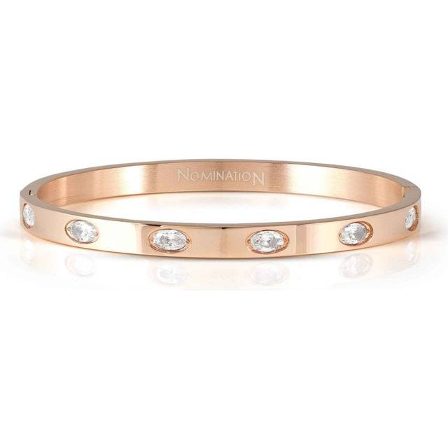Nomination Pretty Bangles Rose Gold White Oval Crystal Large Bangle - 6.3 x 5.5 cm