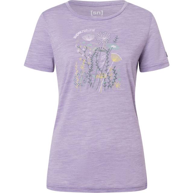 super.natural Women's Rock Flowers Tee Merinotröja Dam Storlek S Färg lila