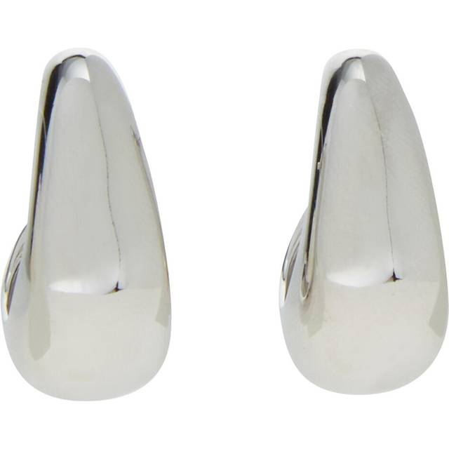 Dome Medium Hoop Earrings | Silver Plated