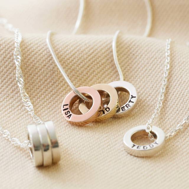 Personalised Sterling Silver 'Family' Bead Necklace - silver/gold/rose gold