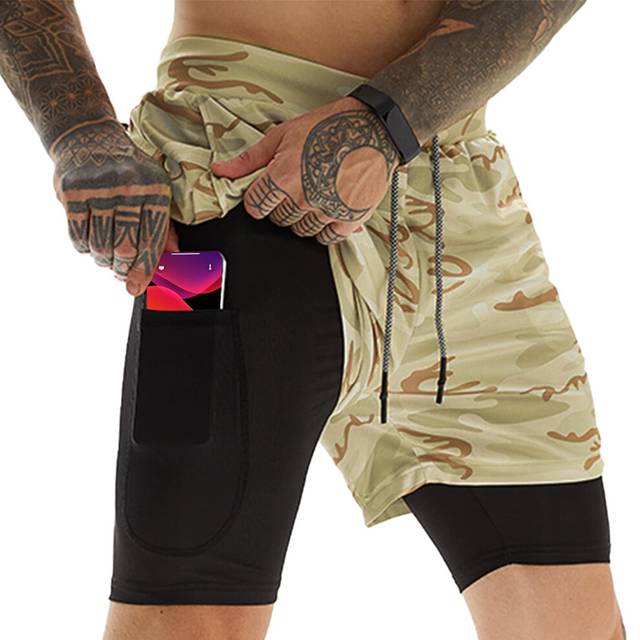 OEBLD Mens Athletic Shorts 2-in-1 Gym Workout Running 7'' Shorts with