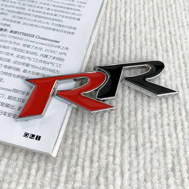 (RR) 3D Metal Car Front Grille Emblem Type R Logo Decal For Honda CIVIC FD2